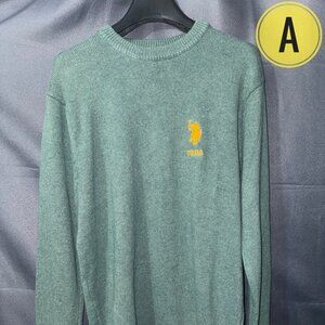 USPA Sweater Dark Green Pullover Old Money Cloth Vintage Sweatshirt Regular Fit